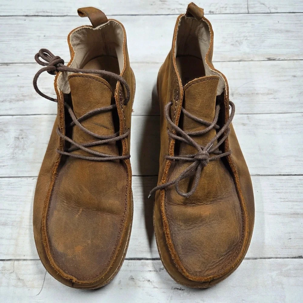 Bioline Italy Leather Chukka Boots Moc Toe Mens 42 Brown Distressed